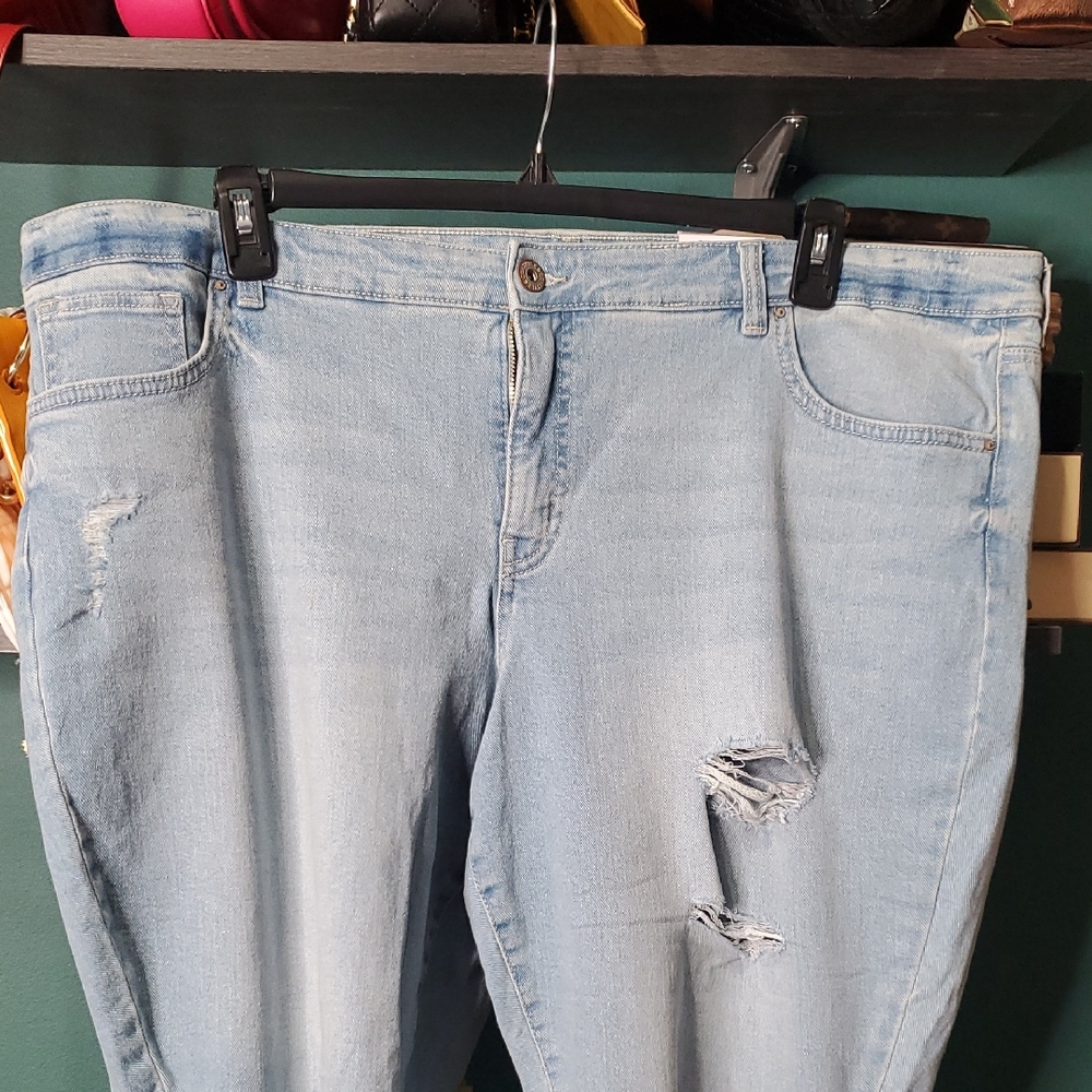 Style & Co. Blue Boyfriend Jeans with Distressed Details